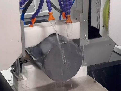 Diamond wire loop saw cutting