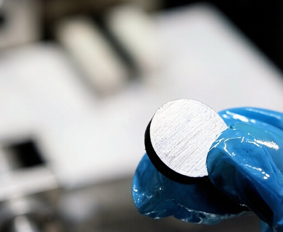 Cut surface of a magnetic material slice produced with an endless diamond wire saw