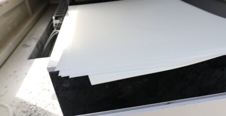 PMI foam slices of 0.8 mm nominal thickness produced by diamond wire loop cutting